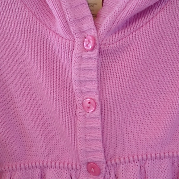 💗Arizona Girls Hooded Sweater. Flowy Crocheted Look. Sz 4T Pink, 3 button - Picture 4 of 9